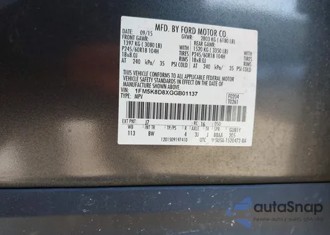 2016 Ford Explorer Xlt z USA, uszkodzony, nr VIN 1FM5K8D8XGGB01137